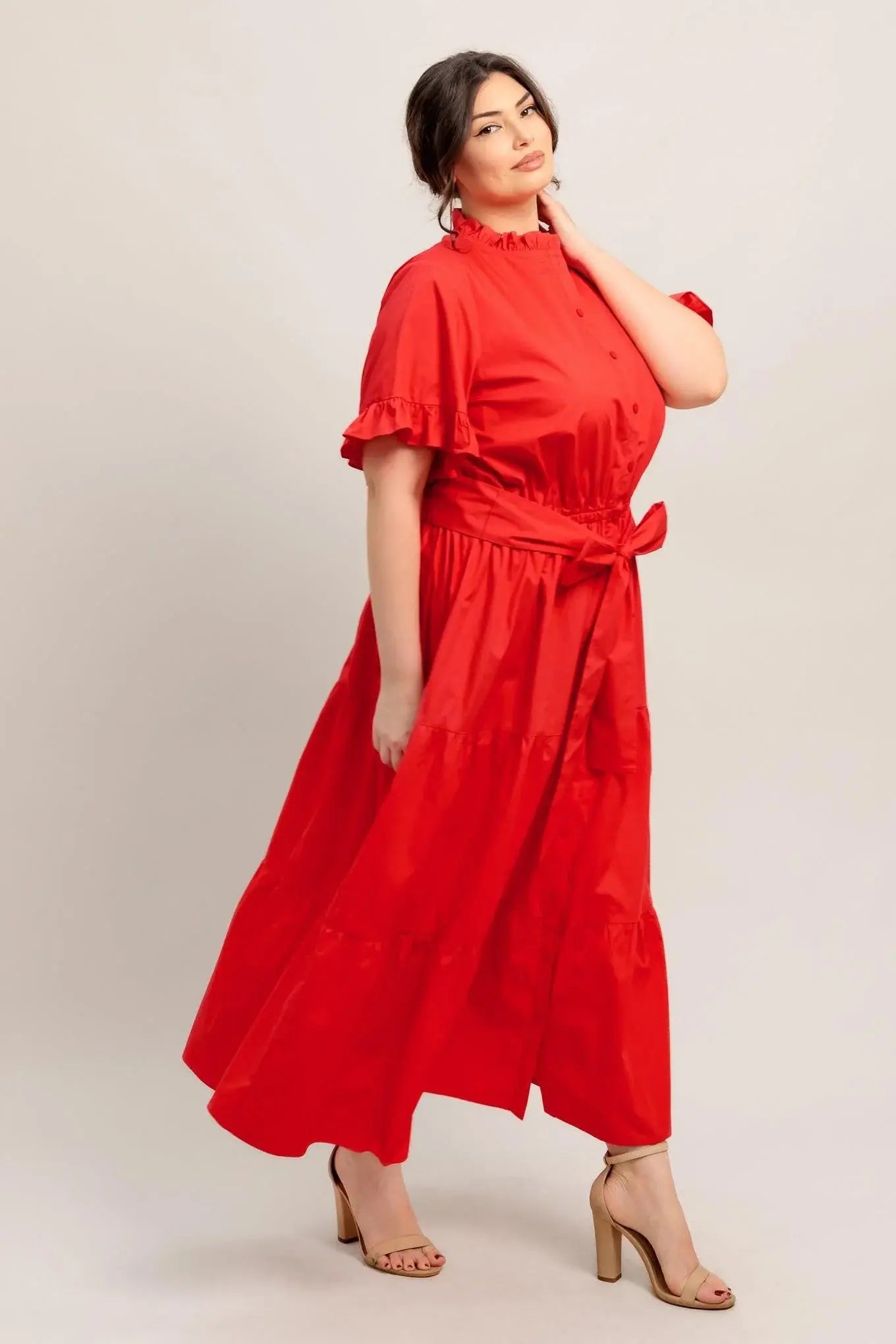 FEELS LIKE A COMPLIMENT WOVEN MIDI DRESS - Flying Tomato - Flyclothing LLC