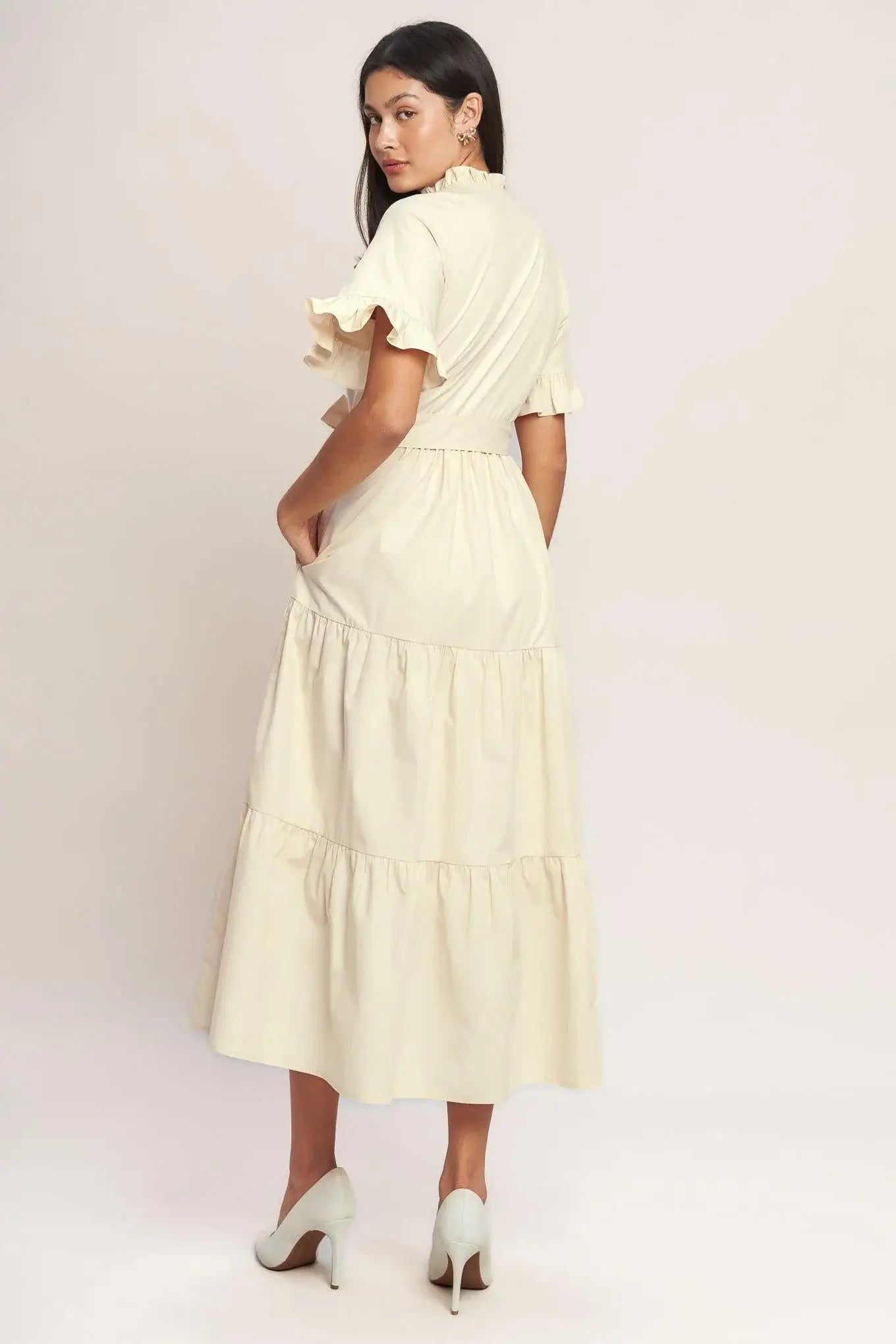 FEELS LIKE A COMPLIMENT WOVEN MIDI DRESS - Flying Tomato - Flyclothing LLC