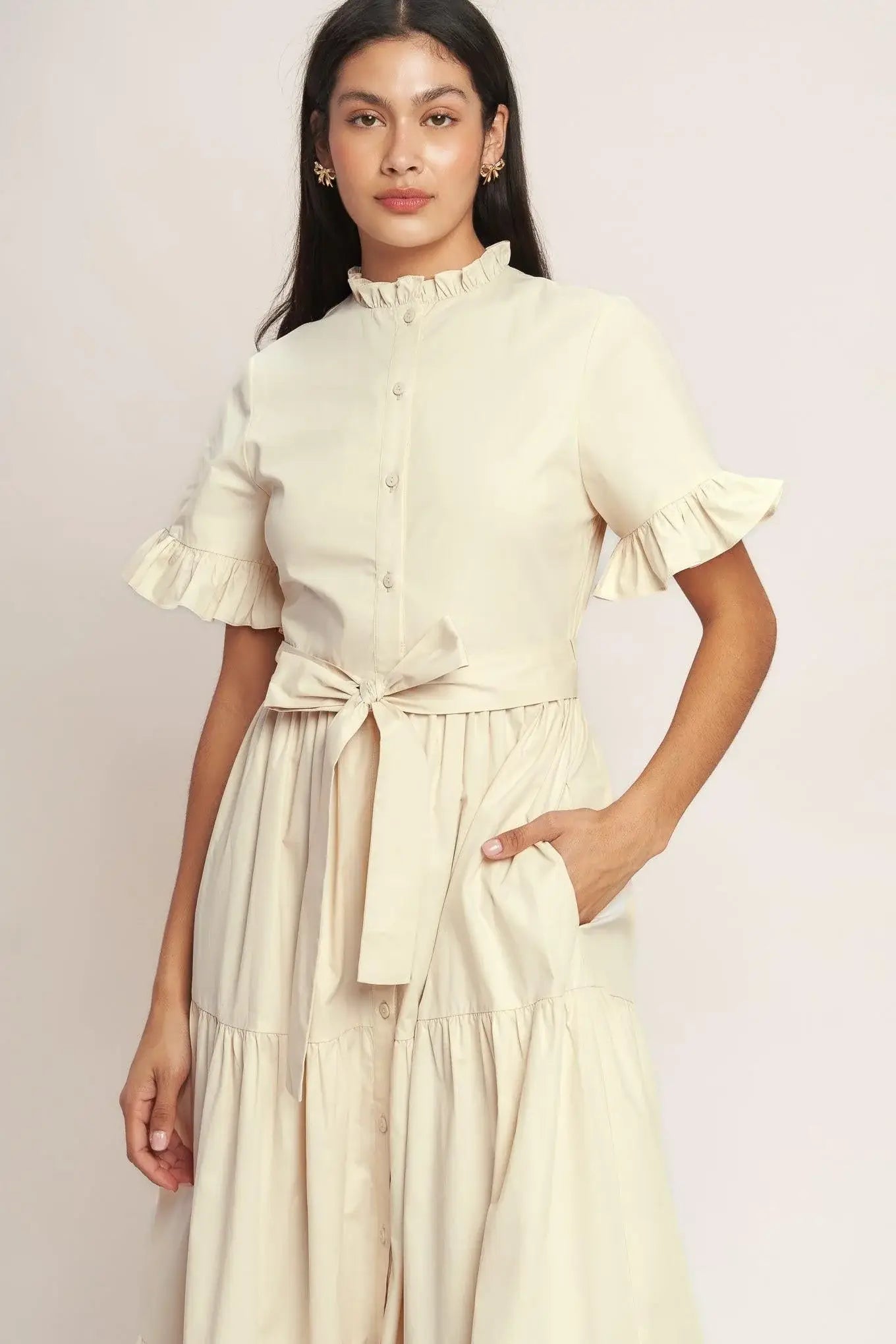 FEELS LIKE A COMPLIMENT WOVEN MIDI DRESS - Flying Tomato - Flyclothing LLC