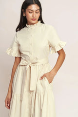 FEELS LIKE A COMPLIMENT WOVEN MIDI DRESS - Flying Tomato - Flyclothing LLC