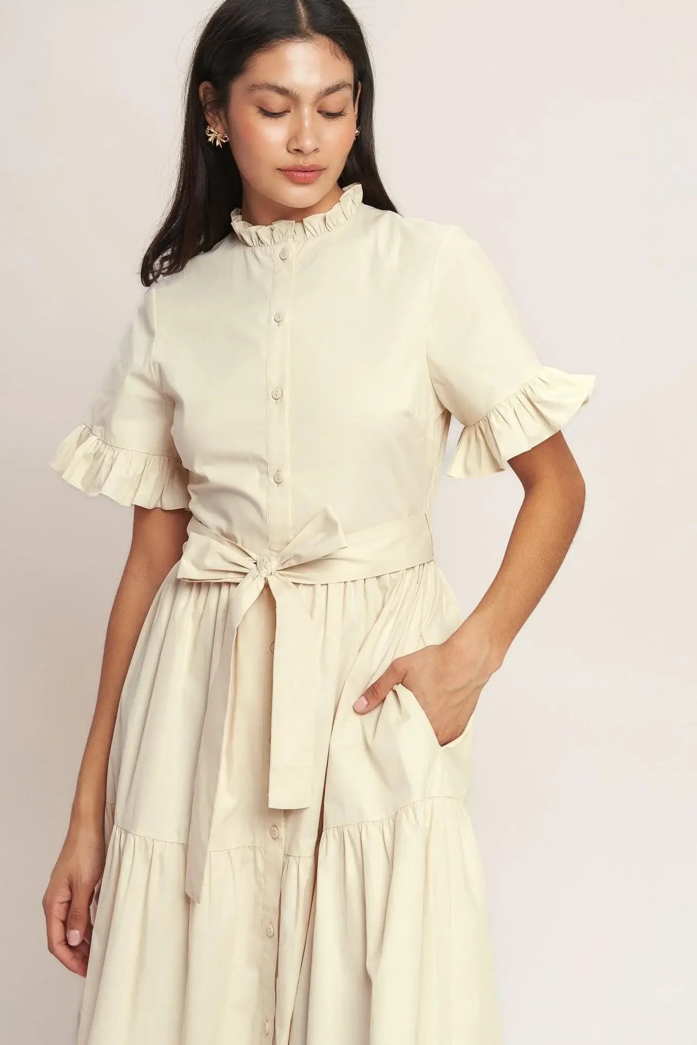 FEELS LIKE A COMPLIMENT WOVEN MIDI DRESS - Flying Tomato - Flyclothing LLC