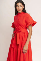FEELS LIKE A COMPLIMENT WOVEN MIDI DRESS - Flying Tomato - Flyclothing LLC