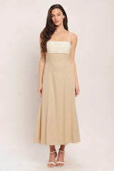 QUIET LUXE MOMENT WOVEN MIDI DRESS - Flying Tomato - Flyclothing LLC