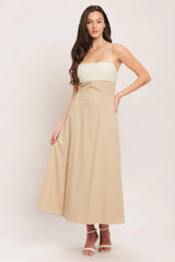 QUIET LUXE MOMENT WOVEN MIDI DRESS - Flying Tomato - Flyclothing LLC