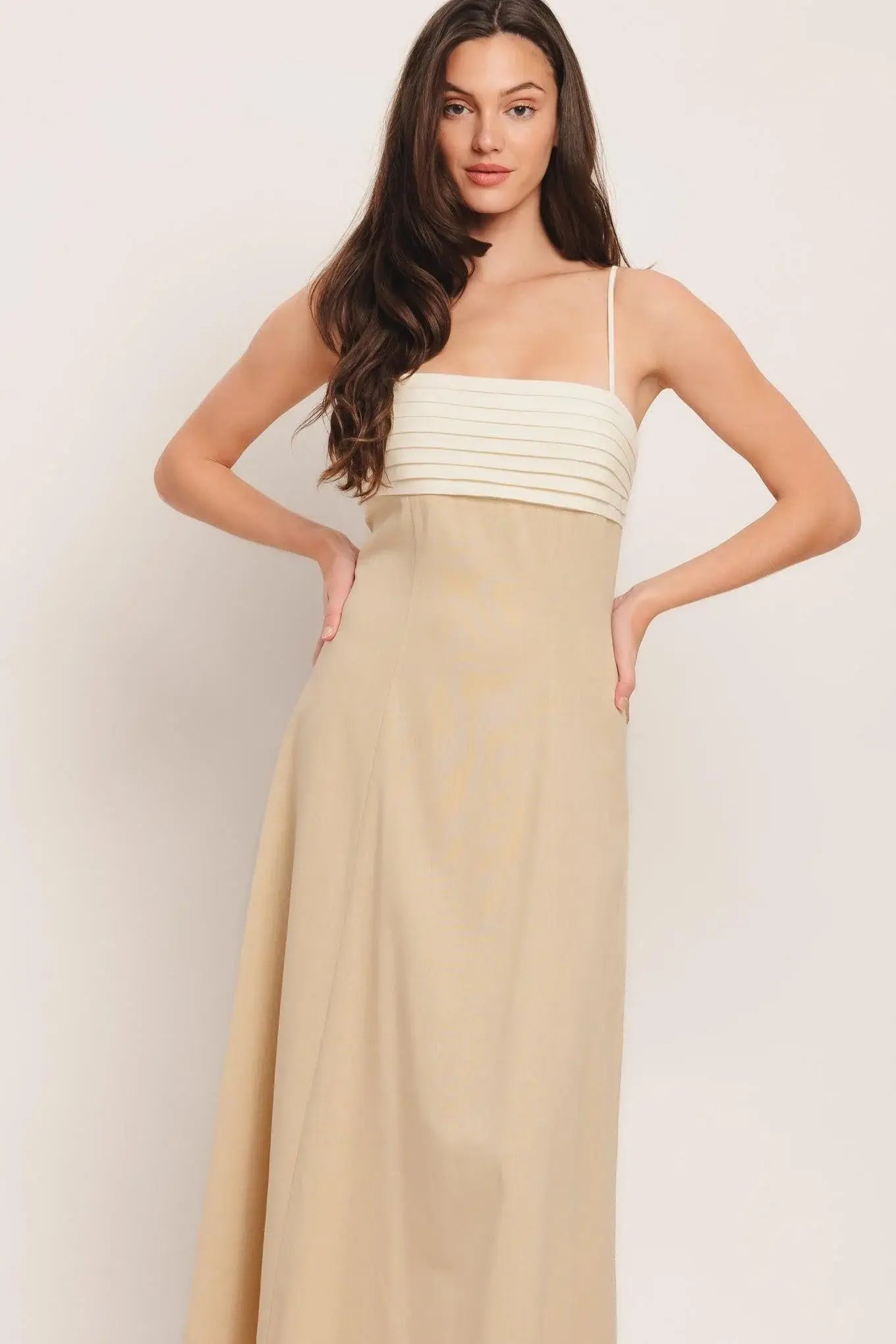 QUIET LUXE MOMENT WOVEN MIDI DRESS - Flying Tomato - Flyclothing LLC