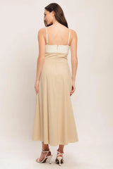 QUIET LUXE MOMENT WOVEN MIDI DRESS - Flying Tomato - Flyclothing LLC