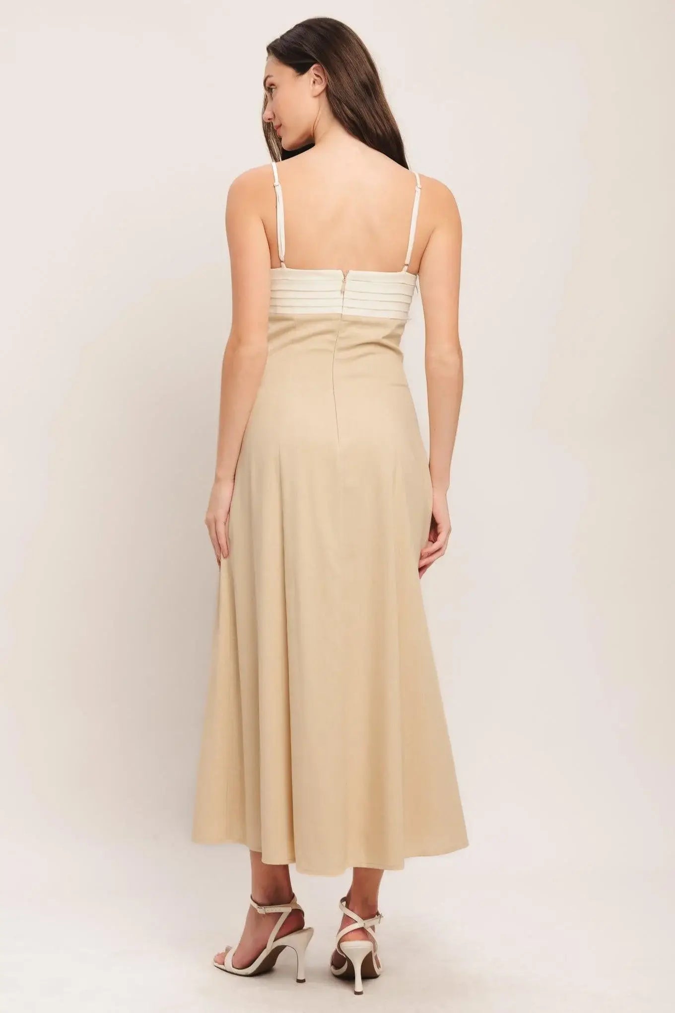 QUIET LUXE MOMENT WOVEN MIDI DRESS - Flying Tomato - Flyclothing LLC