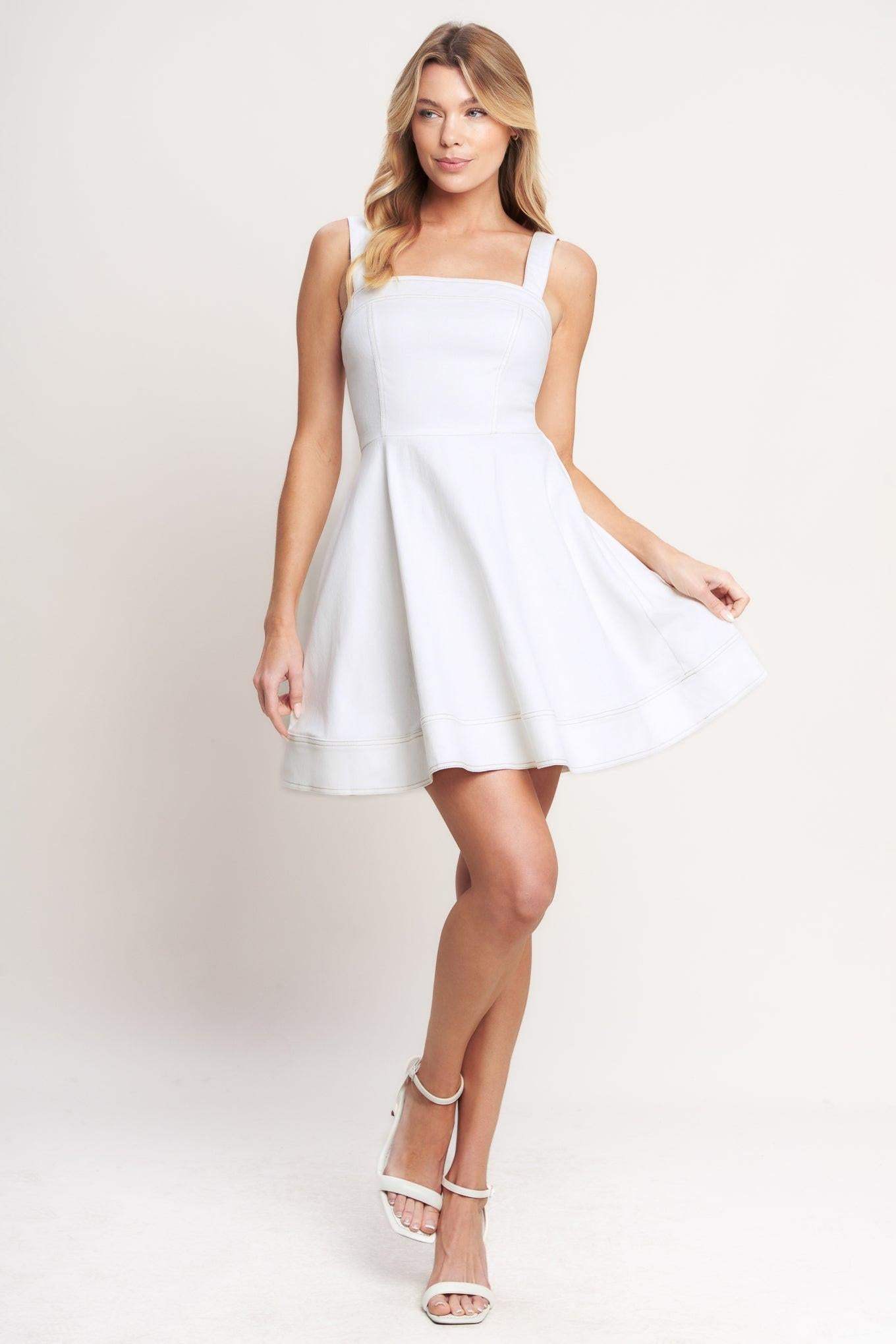 FIRST DATE FEELS WOVEN TWILL MINI DRESS - Flying Tomato - Flyclothing LLC