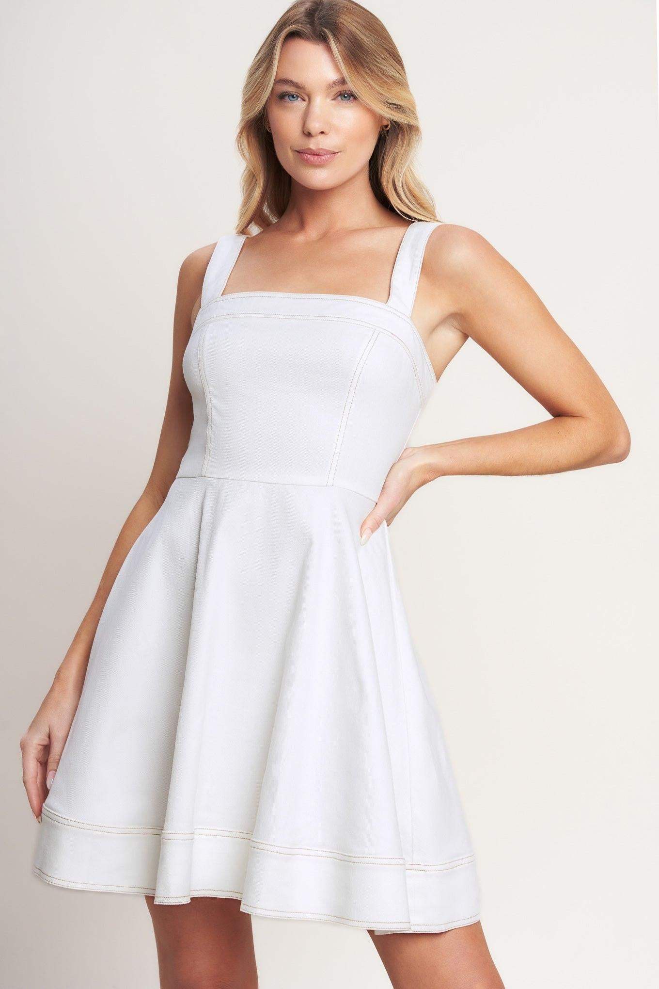 FIRST DATE FEELS WOVEN TWILL MINI DRESS - Flying Tomato - Flyclothing LLC