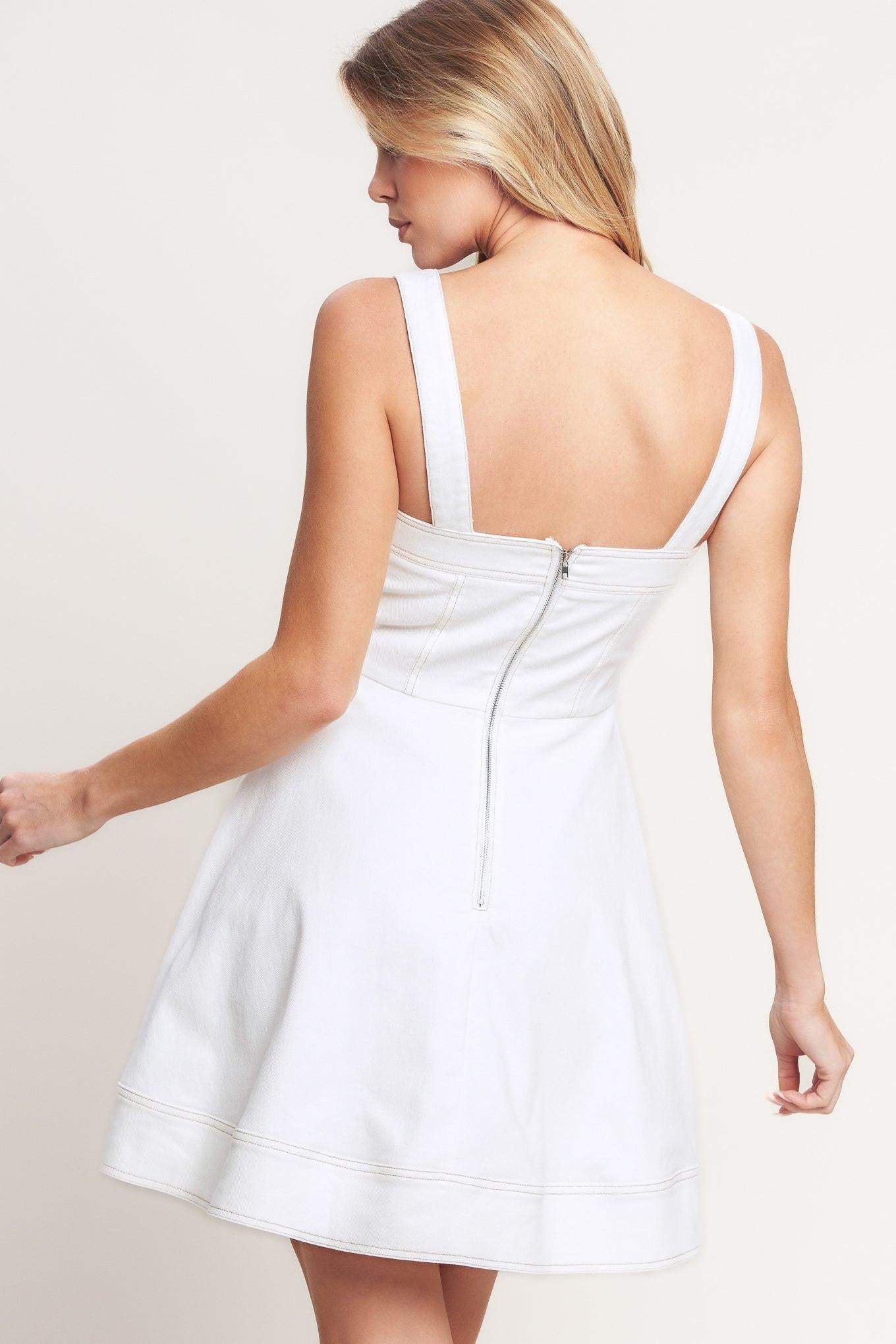 FIRST DATE FEELS WOVEN TWILL MINI DRESS - Flying Tomato - Flyclothing LLC