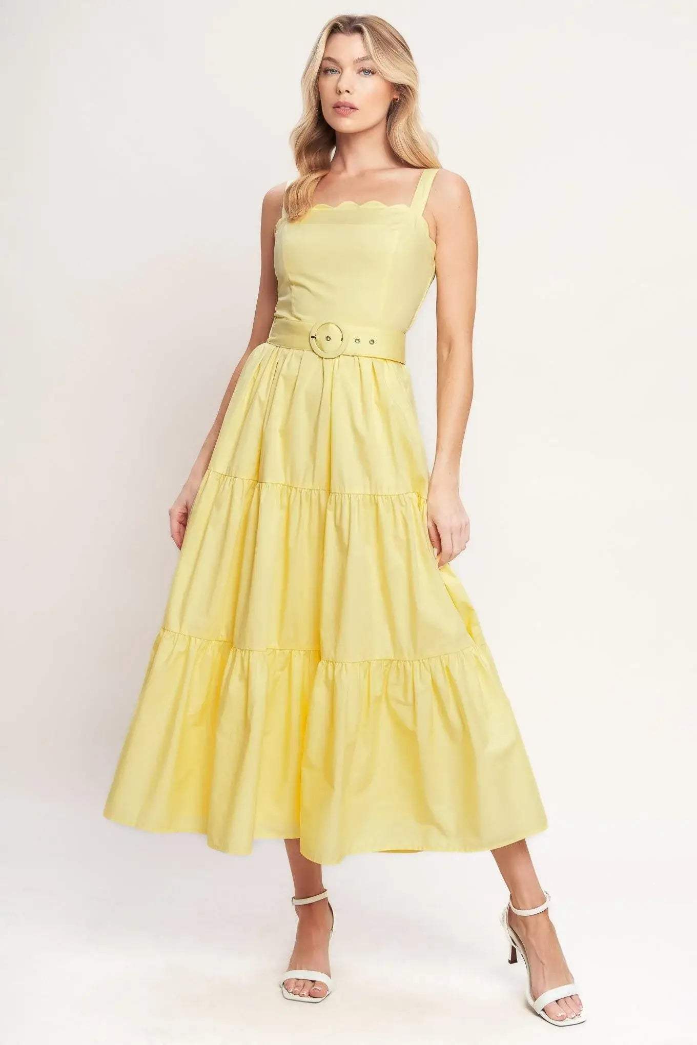 SUNSHINE SERENADE WOVEN MIDI DRESS - Flying Tomato - Flyclothing LLC