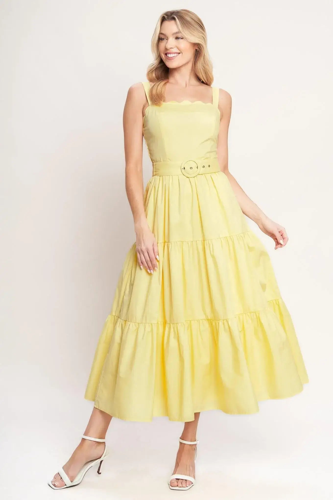 SUNSHINE SERENADE WOVEN MIDI DRESS - Flying Tomato - Flyclothing LLC