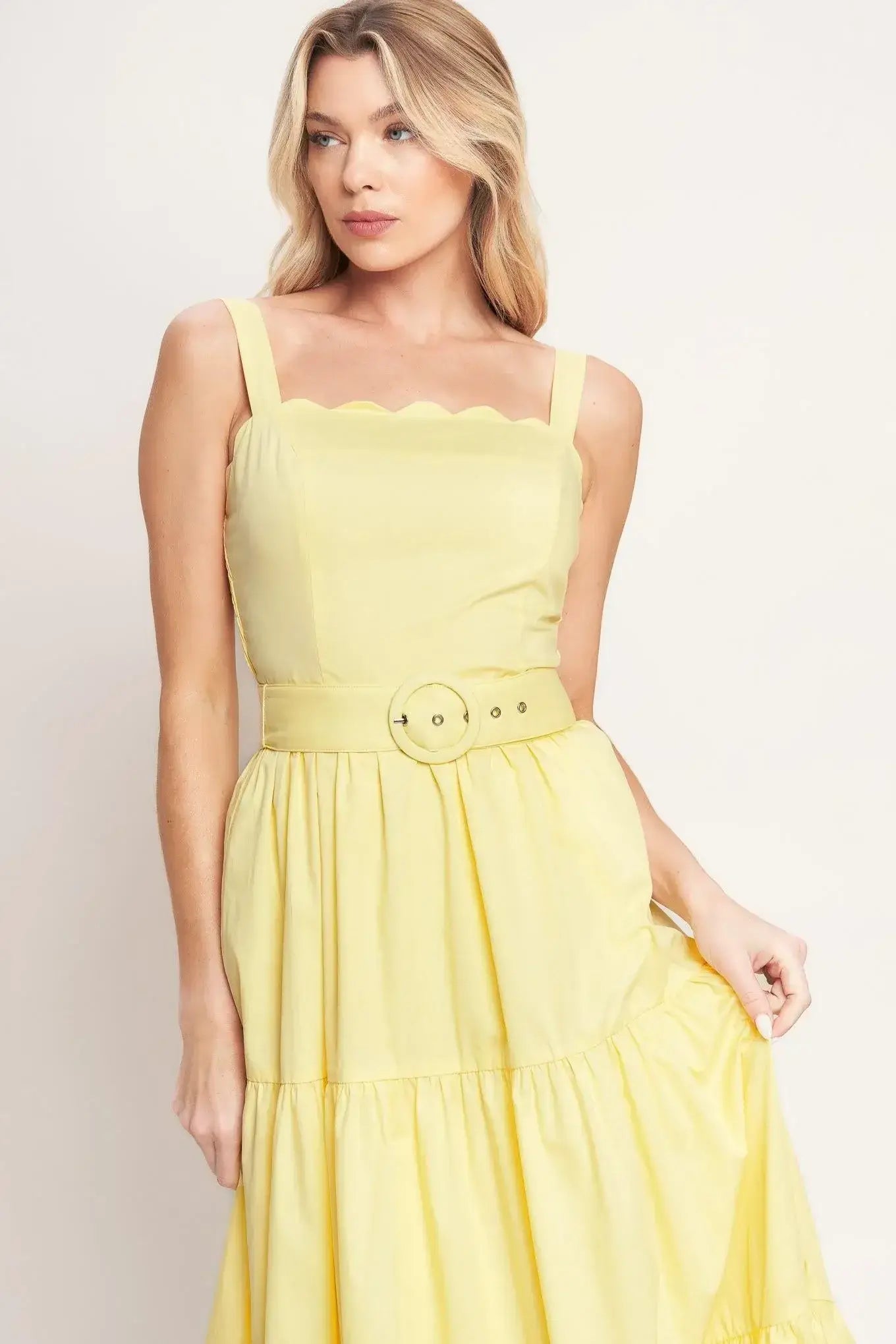 SUNSHINE SERENADE WOVEN MIDI DRESS - Flying Tomato - Flyclothing LLC