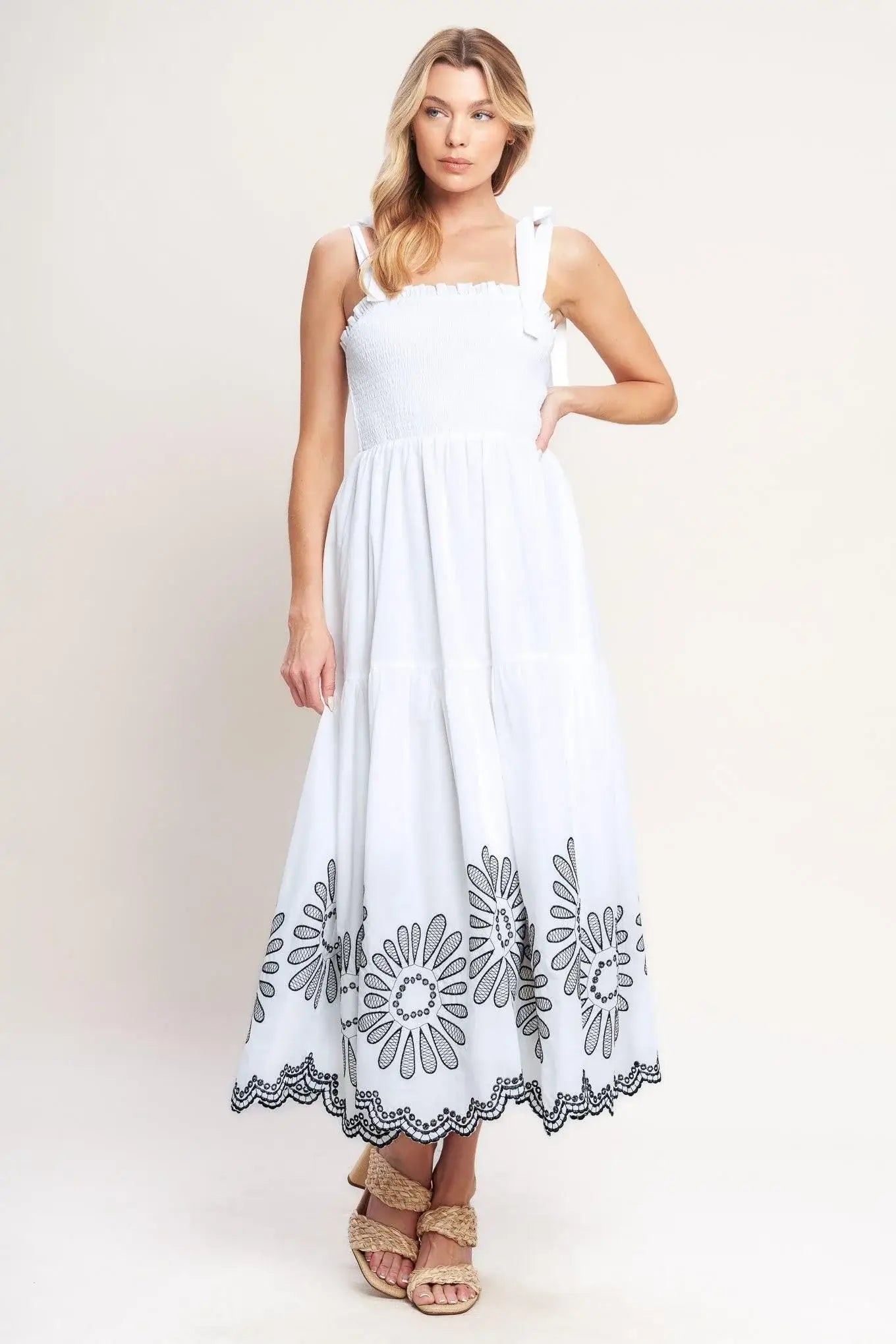 WHISPERS OF SUMMER WOVEN MIDI DRESS - Flying Tomato - Flyclothing LLC