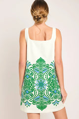 GREEN MOTIF WOVEN MINI DRESS - Flying Tomato - Flyclothing LLC