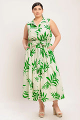 GREEN DAYDREAM WOVEN MIDI DRESS - Flying Tomato - Flyclothing LLC