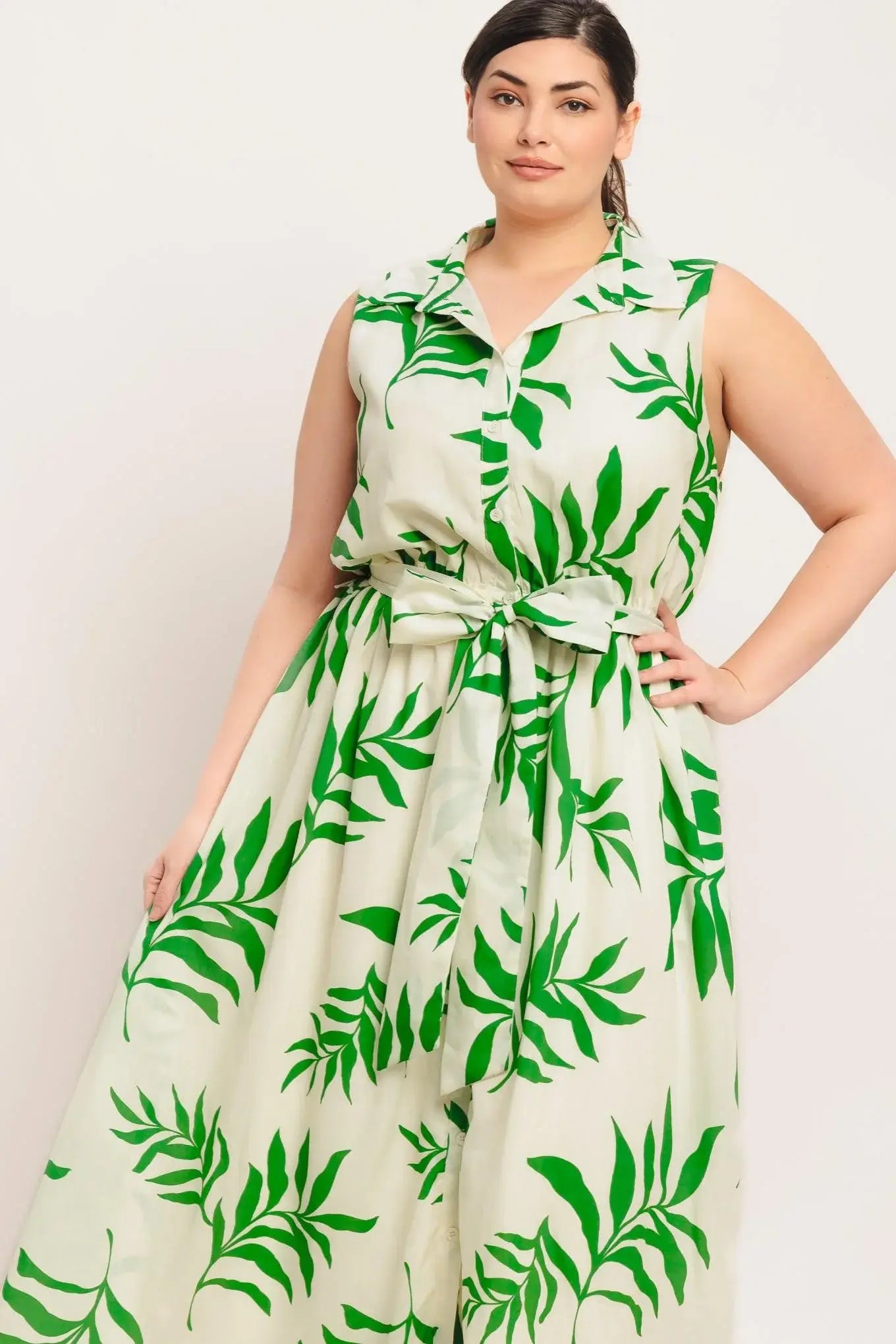 GREEN DAYDREAM WOVEN MIDI DRESS - Flying Tomato - Flyclothing LLC