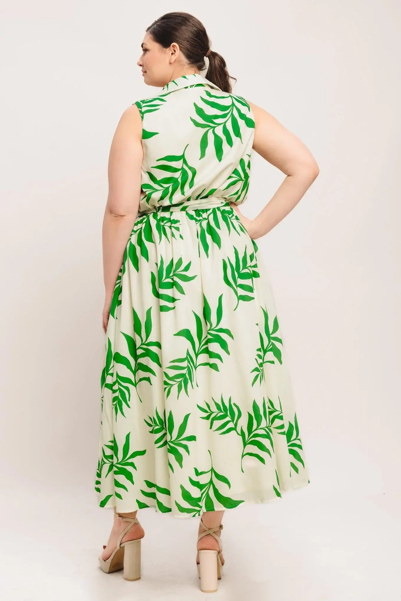GREEN DAYDREAM WOVEN MIDI DRESS - Flying Tomato - Flyclothing LLC