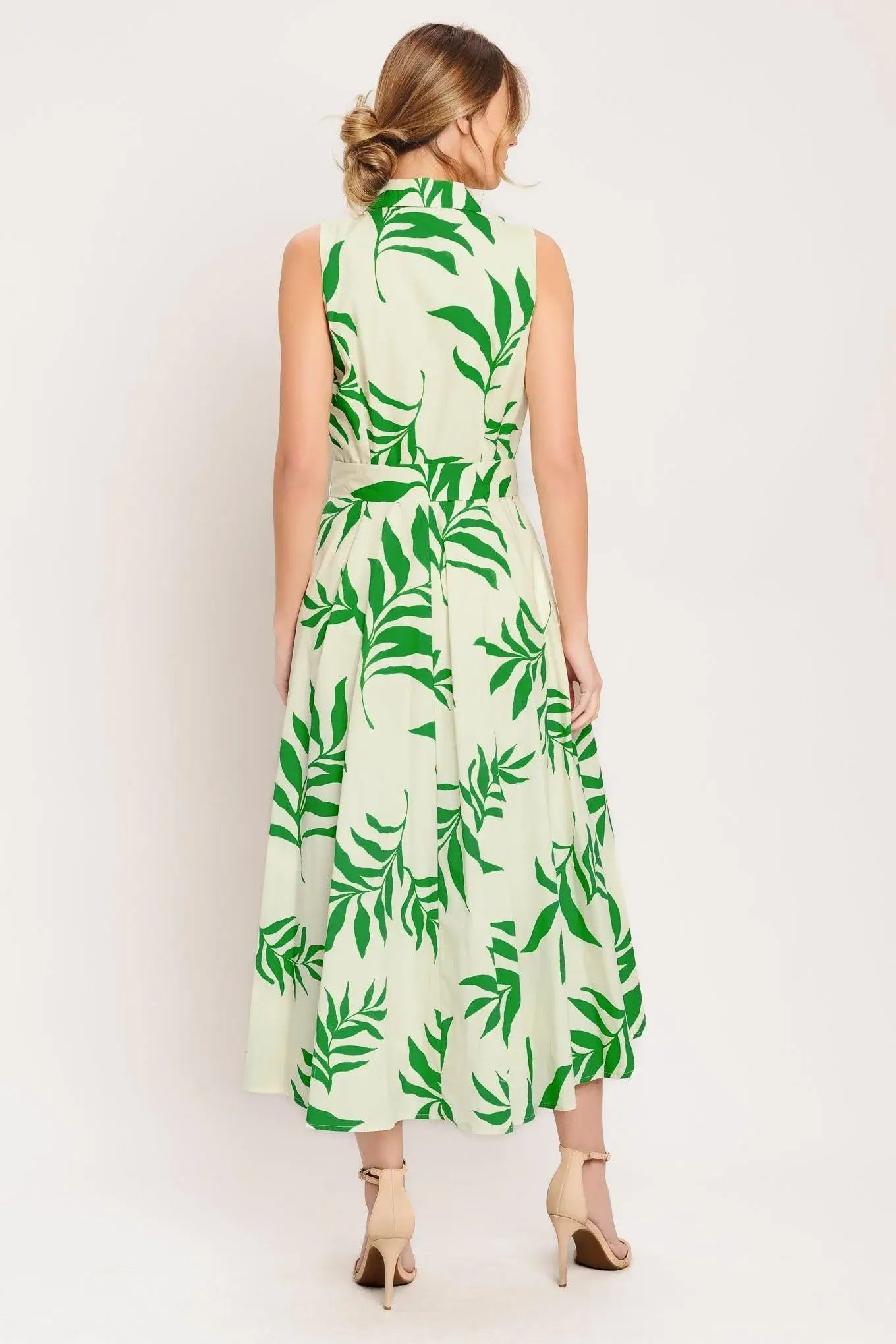 GREEN DAYDREAM WOVEN MIDI DRESS - Flying Tomato - Flyclothing LLC