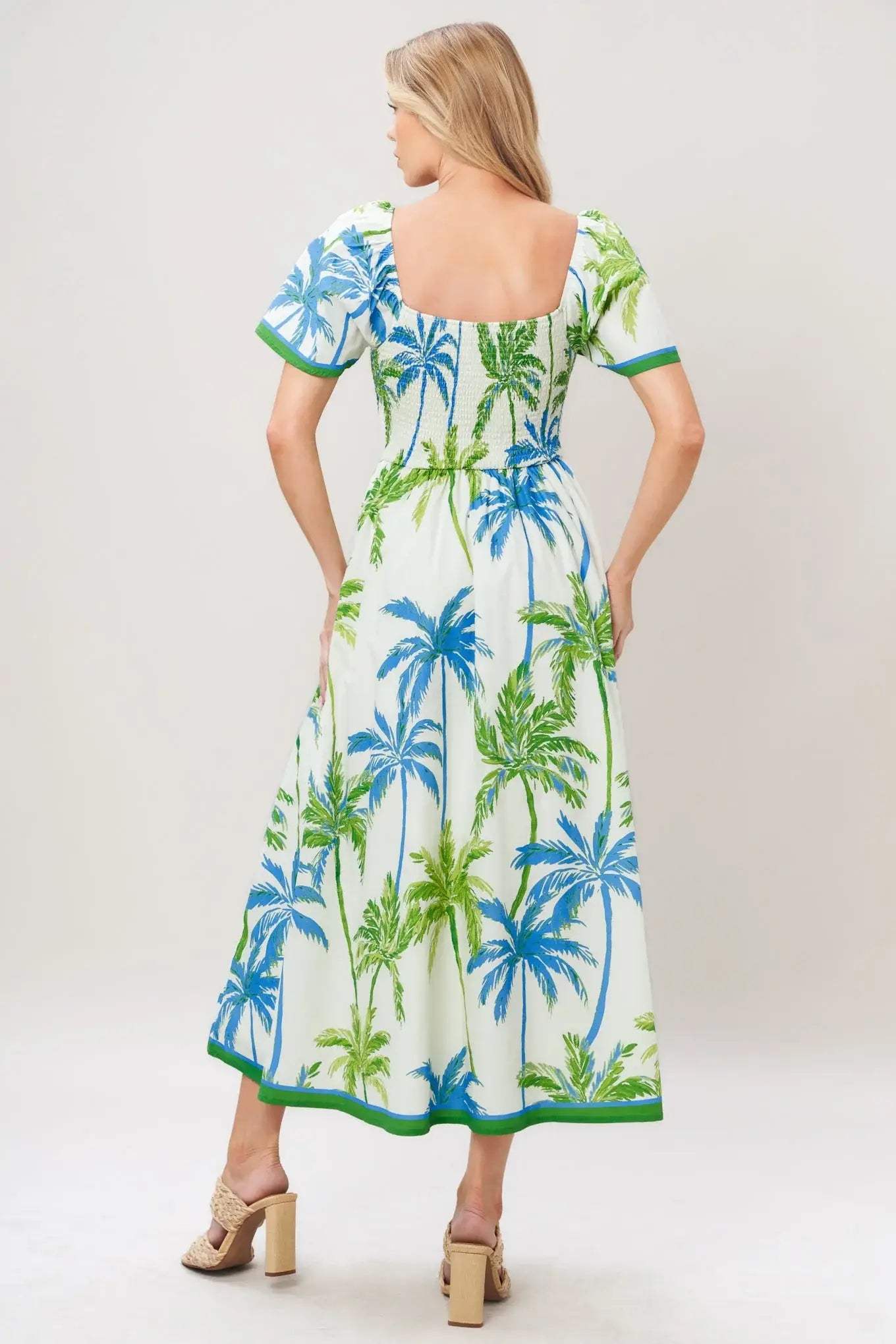 PALM ESCAPADE WOVEN MIDI DRESS - Flying Tomato - Flyclothing LLC