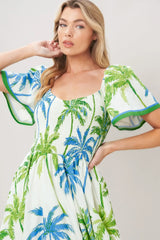 PALM ESCAPADE WOVEN MIDI DRESS - Flying Tomato - Flyclothing LLC