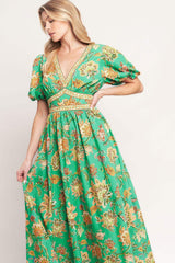 TROPICAL STATE OF HEART WOVEN MIDI DRESS - Flying Tomato - Flyclothing LLC