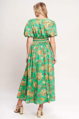 TROPICAL STATE OF HEART WOVEN MIDI DRESS - Flying Tomato - Flyclothing LLC