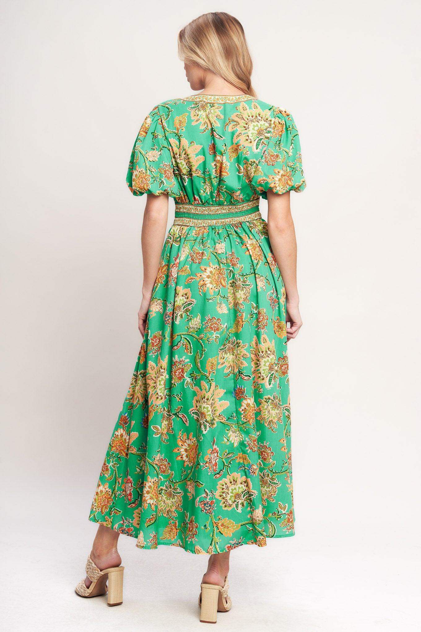 TROPICAL STATE OF HEART WOVEN MIDI DRESS - Flying Tomato - Flyclothing LLC