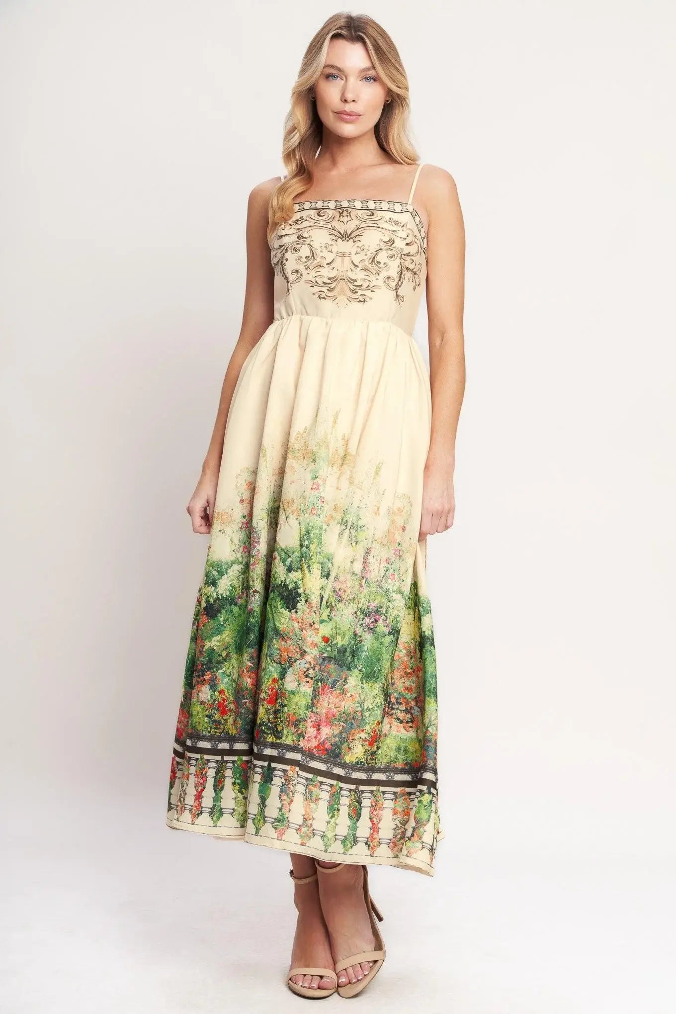 HEIRLOOM BORDER WOVEN MIDI DRESS - Flying Tomato - Flyclothing LLC