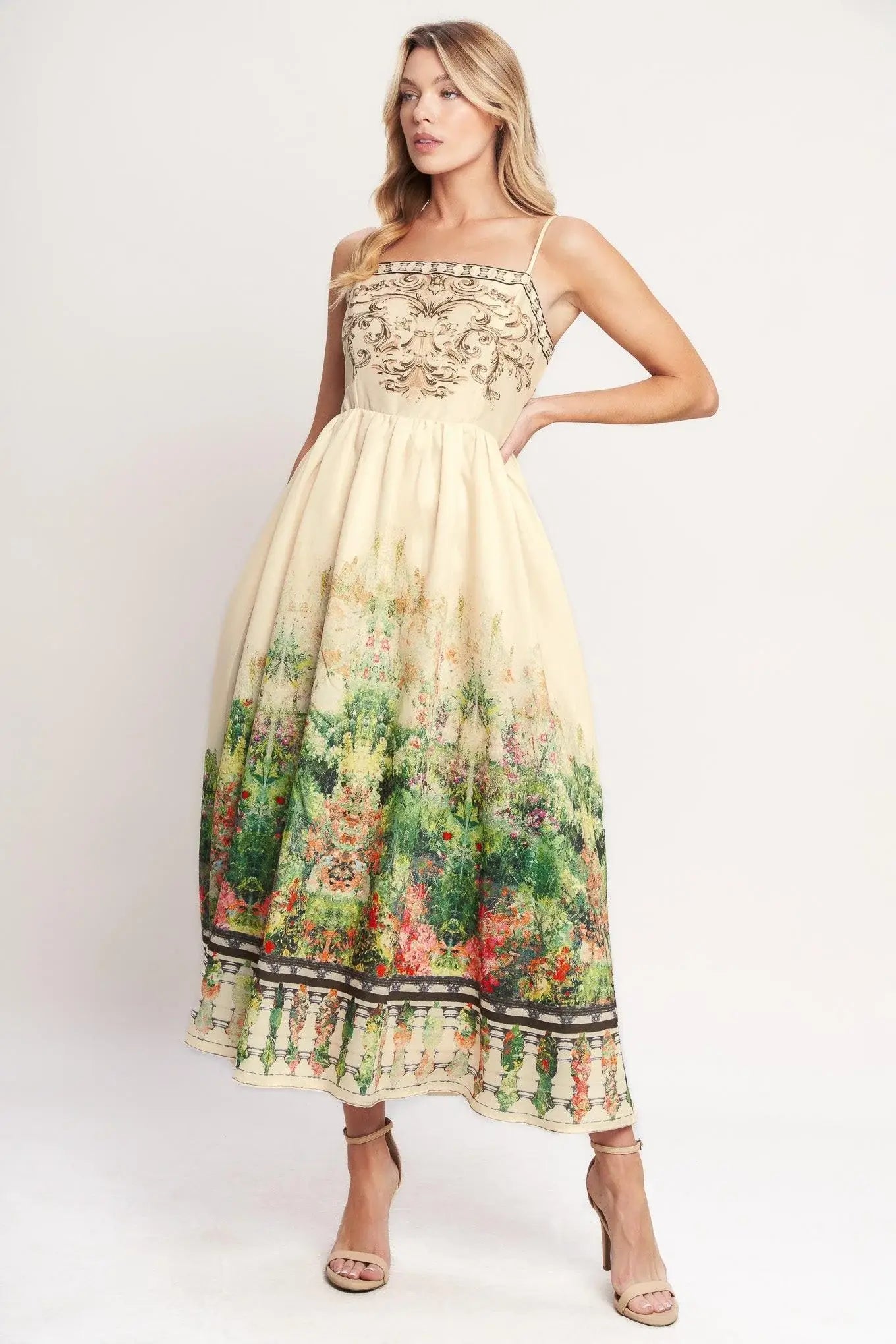 HEIRLOOM BORDER WOVEN MIDI DRESS - Flying Tomato - Flyclothing LLC