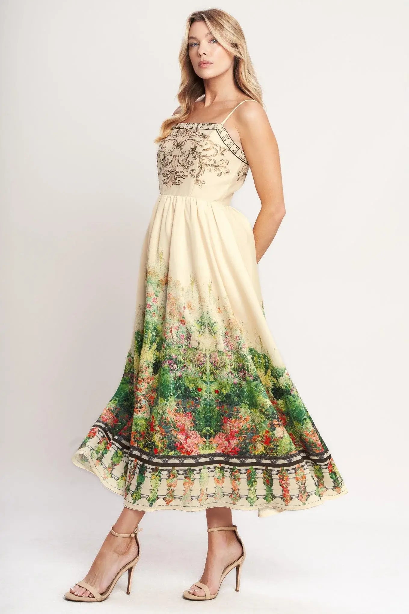 HEIRLOOM BORDER WOVEN MIDI DRESS - Flying Tomato - Flyclothing LLC