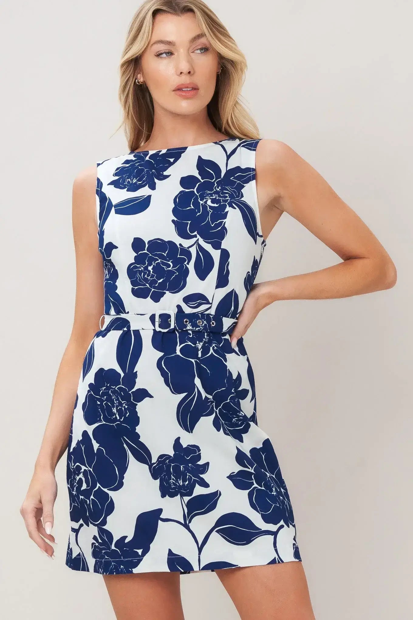 NAVY ESSENCE WOVEN MINI DRESS - Flying Tomato - Flyclothing LLC