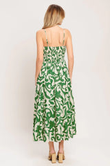 ART NOUVEAU FLORAL WOVEN MIDI DRESS - Flying Tomato - Flyclothing LLC
