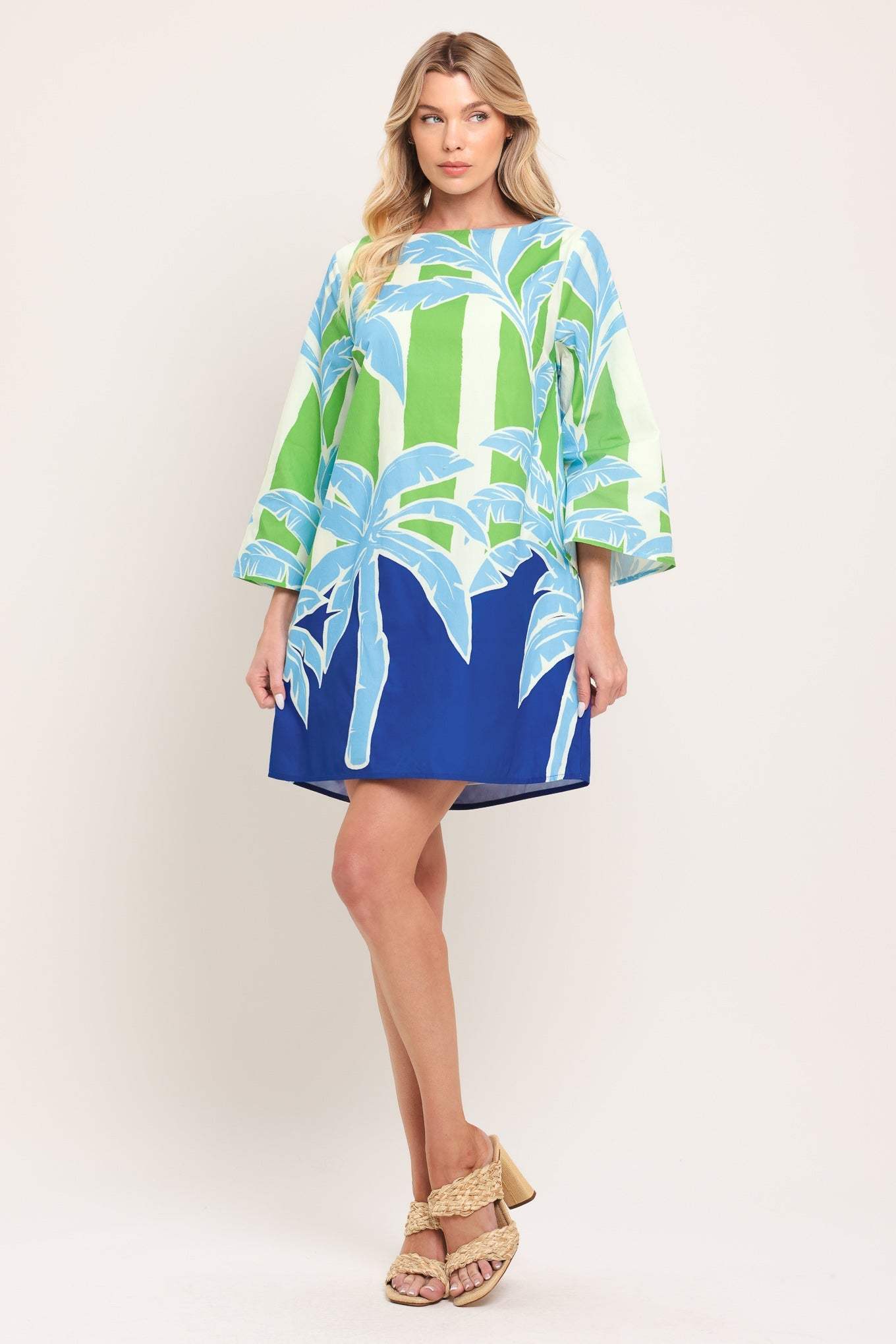 SEASIDE PALM WOVEN MINI DRESS