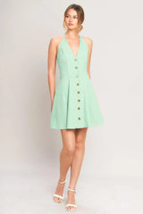 LOVELY CHARM MINT WOVEN MINI DRESS - Flying Tomato - Flyclothing LLC