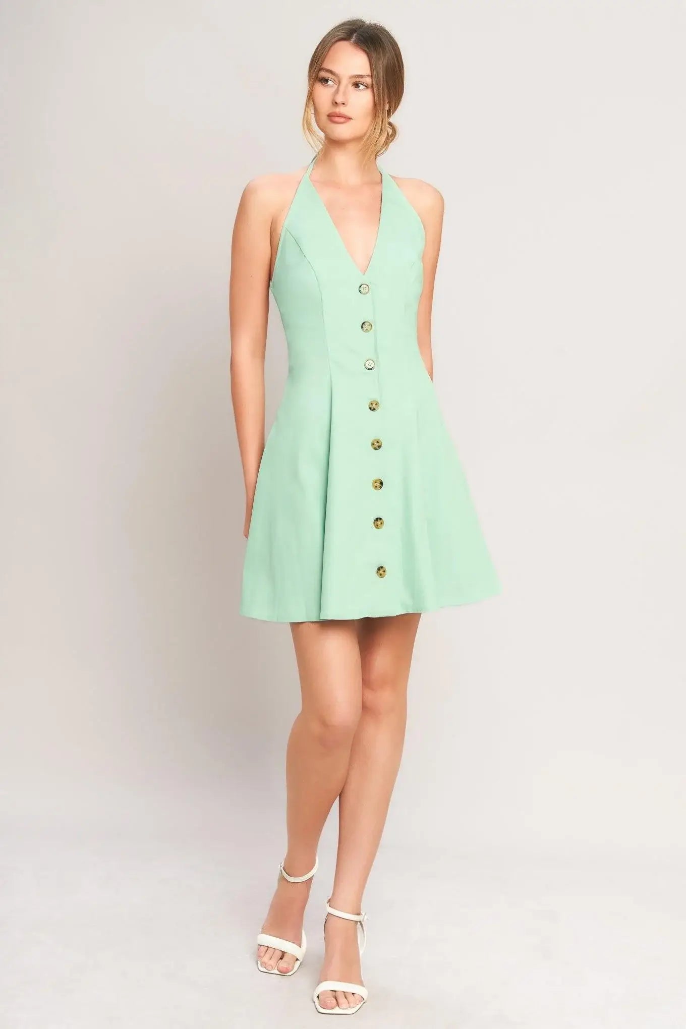 LOVELY CHARM MINT WOVEN MINI DRESS - Flying Tomato - Flyclothing LLC