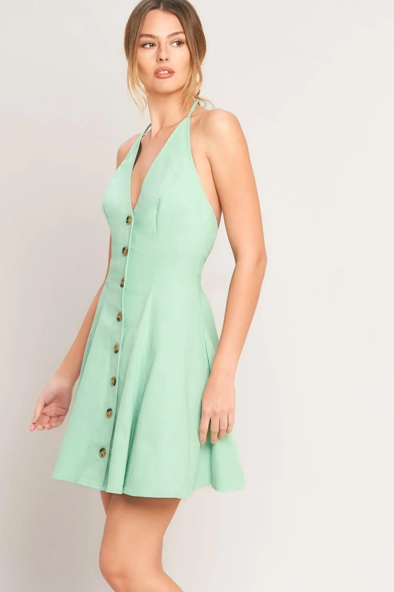 LOVELY CHARM MINT WOVEN MINI DRESS - Flying Tomato - Flyclothing LLC