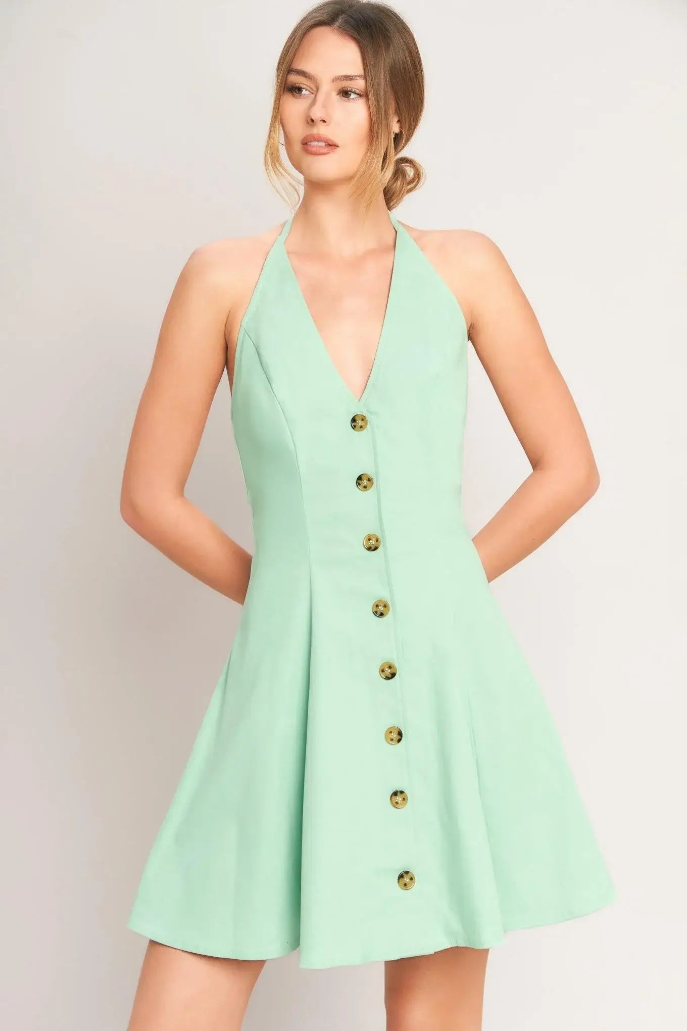 LOVELY CHARM MINT WOVEN MINI DRESS - Flying Tomato - Flyclothing LLC