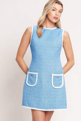 BLUE SKIES AND DAYDREAMS WOVEN MINI DRESS - Flying Tomato - Flyclothing LLC