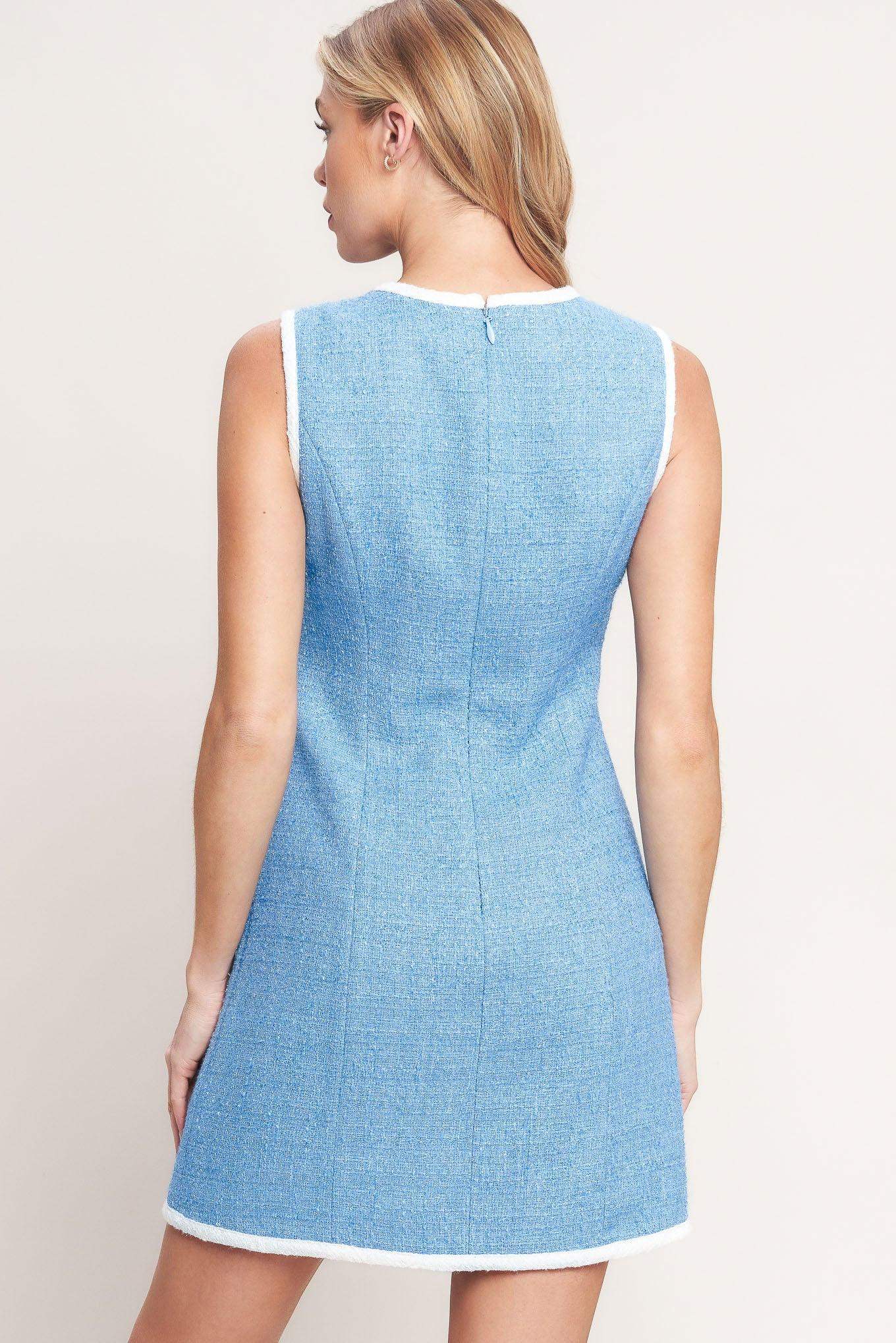 BLUE SKIES AND DAYDREAMS WOVEN MINI DRESS - Flying Tomato - Flyclothing LLC