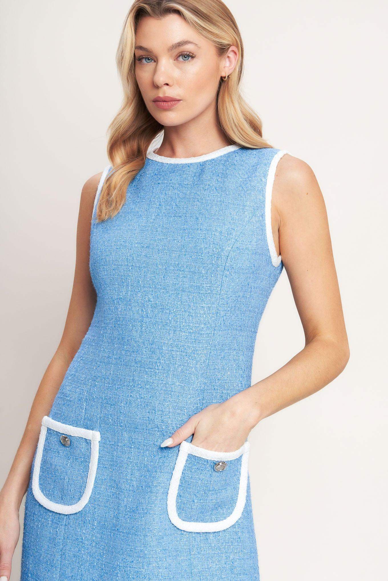 BLUE SKIES AND DAYDREAMS WOVEN MINI DRESS - Flying Tomato - Flyclothing LLC