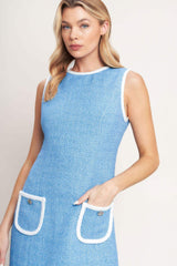 BLUE SKIES AND DAYDREAMS WOVEN MINI DRESS - Flying Tomato - Flyclothing LLC