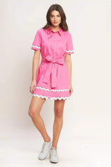 WEEKEND PREPPY LOOK WOVEN MINI DRESS - Flying Tomato - Flyclothing LLC