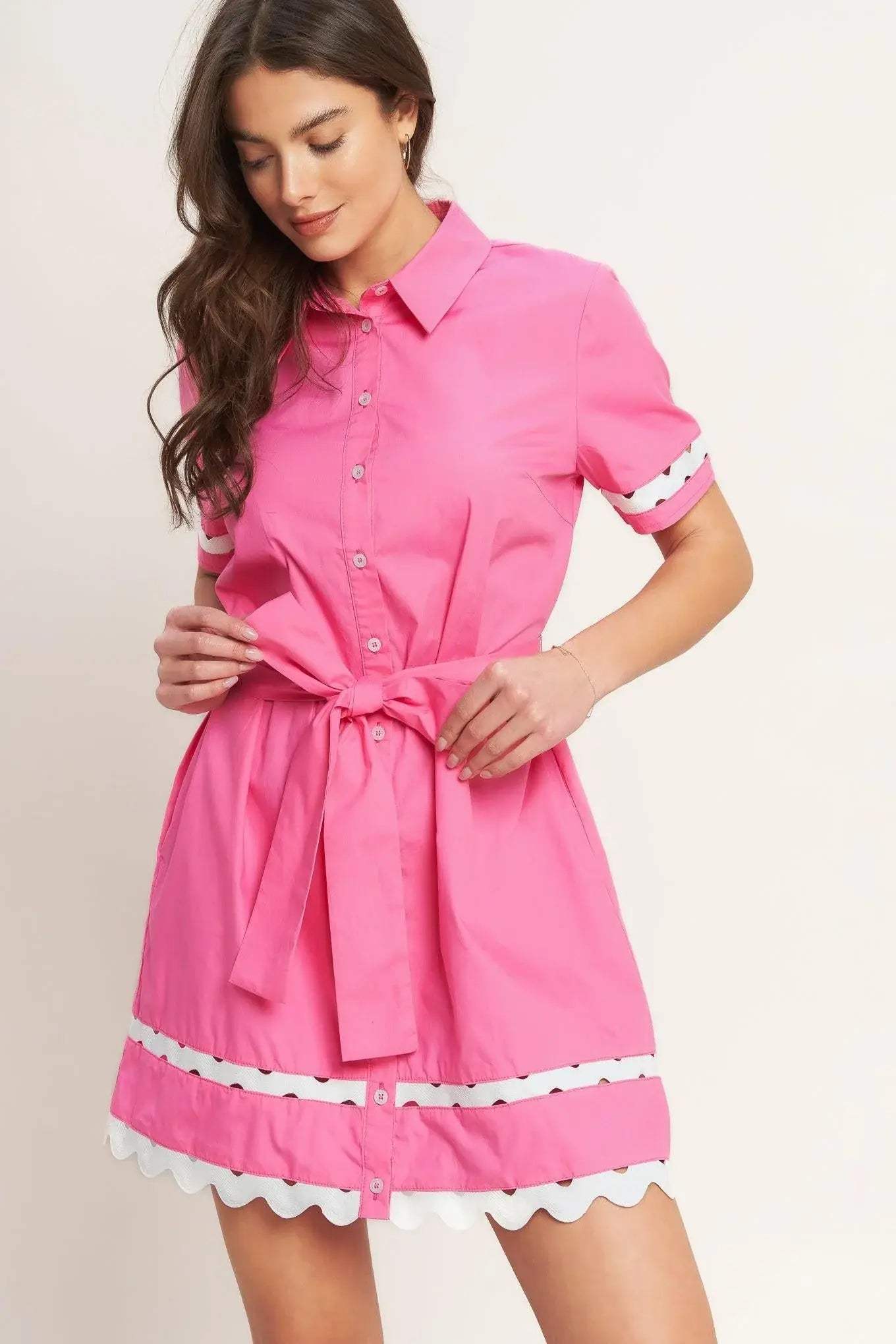 WEEKEND PREPPY LOOK WOVEN MINI DRESS - Flying Tomato - Flyclothing LLC