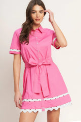 WEEKEND PREPPY LOOK WOVEN MINI DRESS - Flying Tomato - Flyclothing LLC