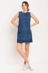 LAIDBACK CHIC DENIM SHIFT DRESS - Flying Tomato - Flyclothing LLC