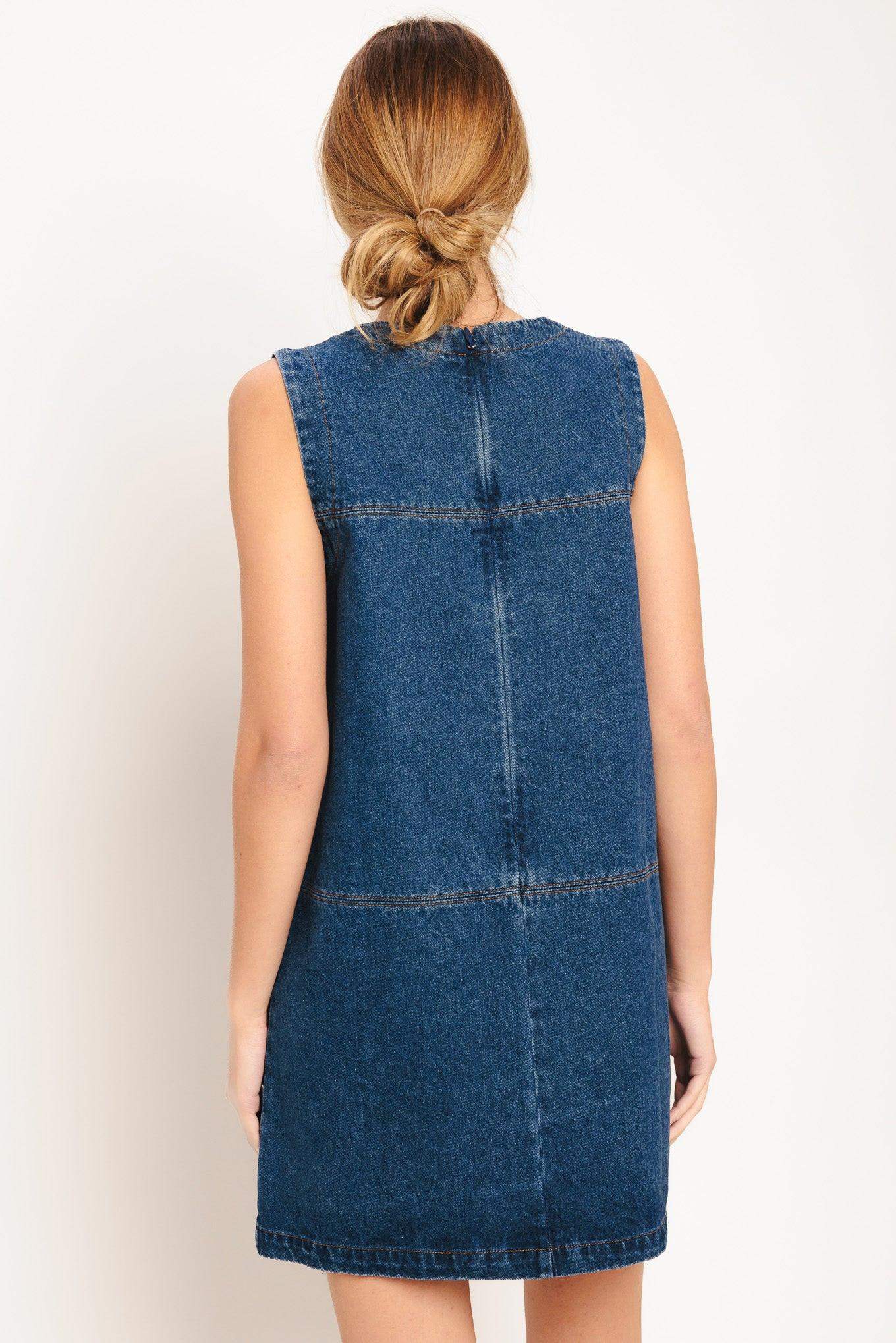 LAIDBACK CHIC DENIM SHIFT DRESS - Flying Tomato - Flyclothing LLC