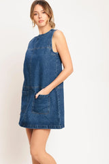 LAIDBACK CHIC DENIM SHIFT DRESS - Flying Tomato - Flyclothing LLC