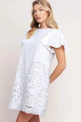 ALL THE RIGHT REASONS WOVEN EYELET DRESS - Flying Tomato - Flyclothing LLC