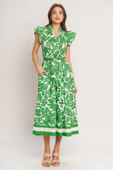 BLOOM ENERGY WOVEN MIDI DRESS - Flying Tomato - Flyclothing LLC
